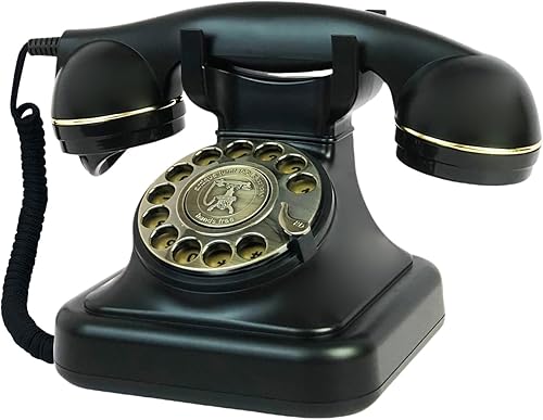 Teléfono retro, teléfonos TelPal con cable negro de la década de 1930, teléfono doméstico vintage fijo, teléfonos decorativos de la vieja moda,