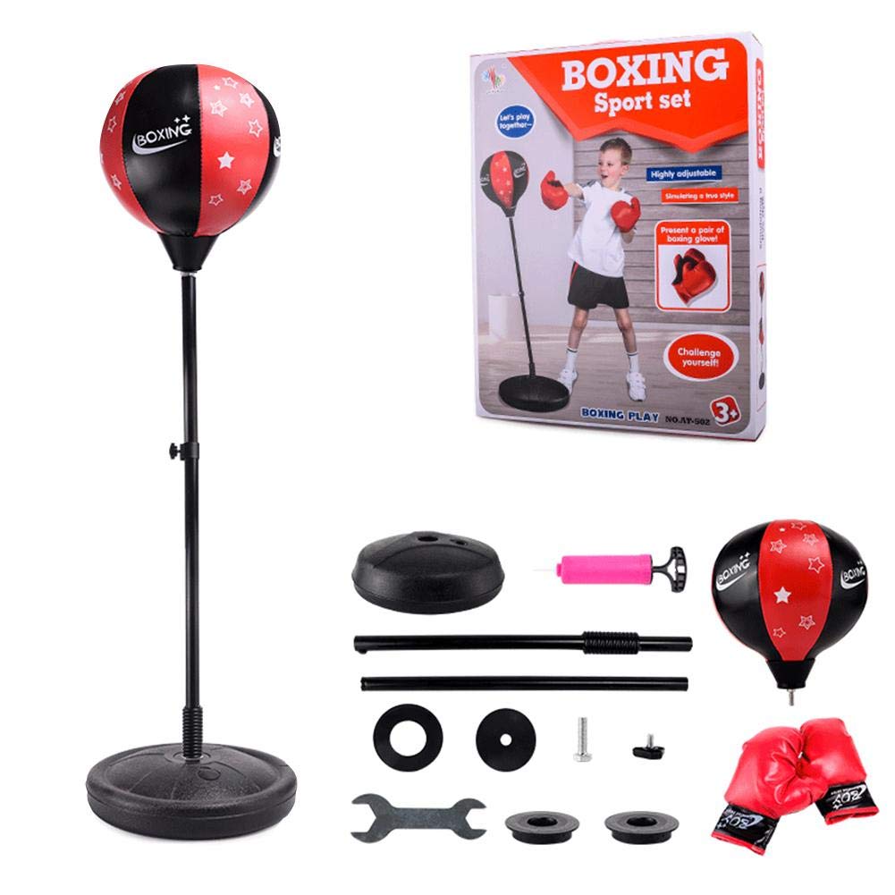 Sue-Supply Punching Bag For Kids, Boxing Set With Stand, Kids Boxing Gloves Included - Height Adjustable - Great Exercise & Fun Activity For Kids