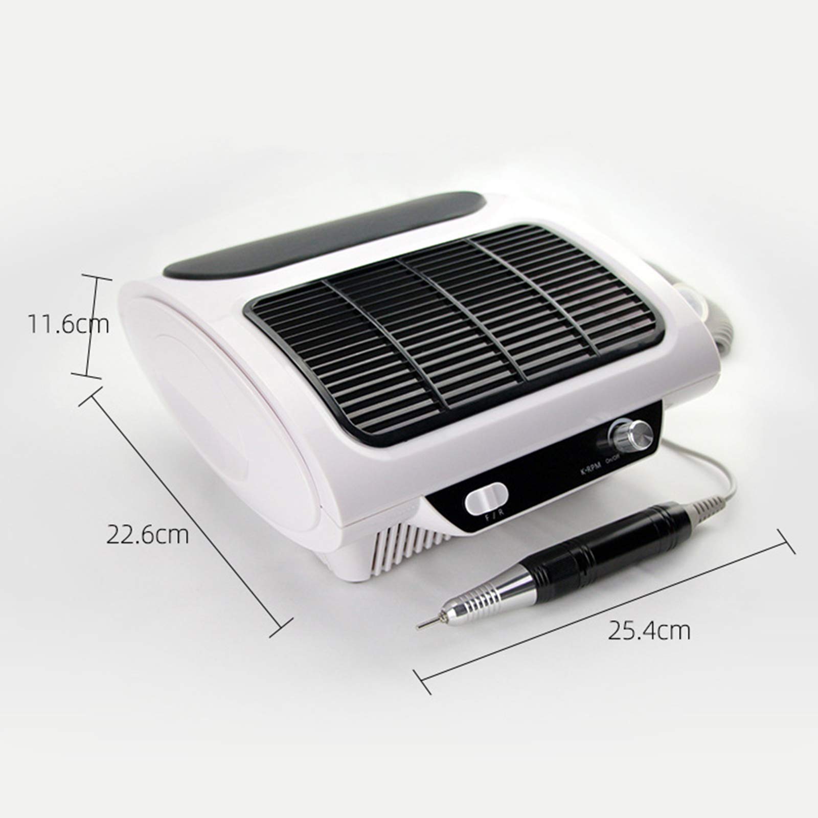 Elektrisches Nagelscheren-Set mit Absaugung, 24W, Weiß, 30000 U/min, LED-Lampe, Fußpedal, 6 Aufsätzen, Professionell, für Maniküre und Pediküre