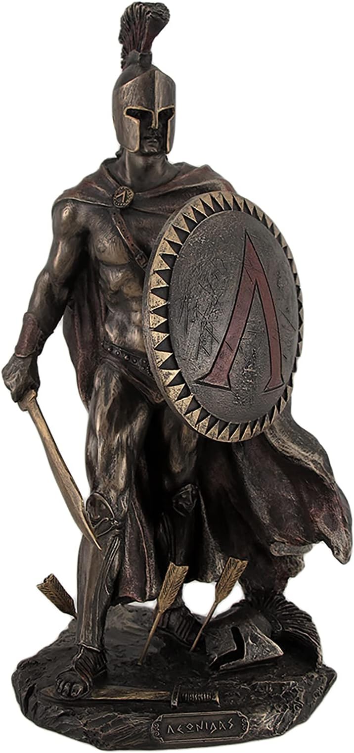 Spartan King Leonidas with Sword and Shield Bronzed Statue - 10 Inch