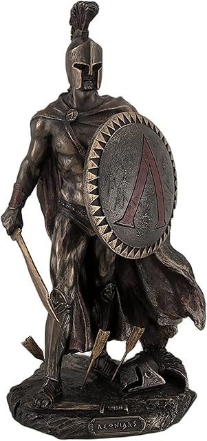 Spartan King Leonidas With Sword and Shield Bronzed Statue