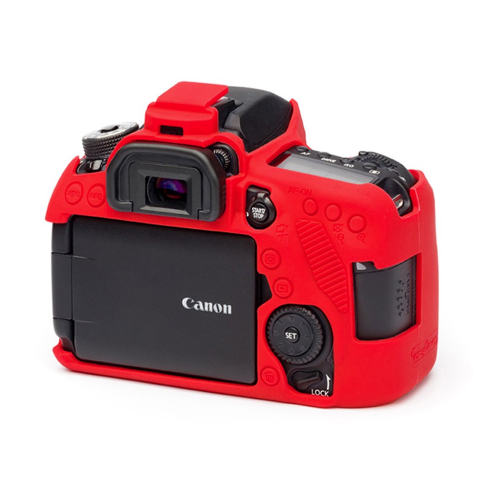 EasyCover Coque Silicone Pour Canon 80D - Protection Anti-choc Et Rayure - Rouge/Noir - Housse Moulée Pour Une Prise Parfaite