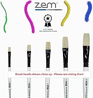 Vista 3 de ZEM Cepillo blanco cerda de cerdo sintético Pisos Artista Cepillo Set 5 piezas Acrílico y Aceite