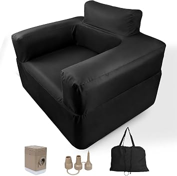 Inflatable Chair for Camping Portable Inflatable Couch Blow Up Couch with Built in Pump Slouch Couch Inflatable Sofa Air Sofa for Outdoor Glamping Backyard Patio Home Use Travel Waterproof
