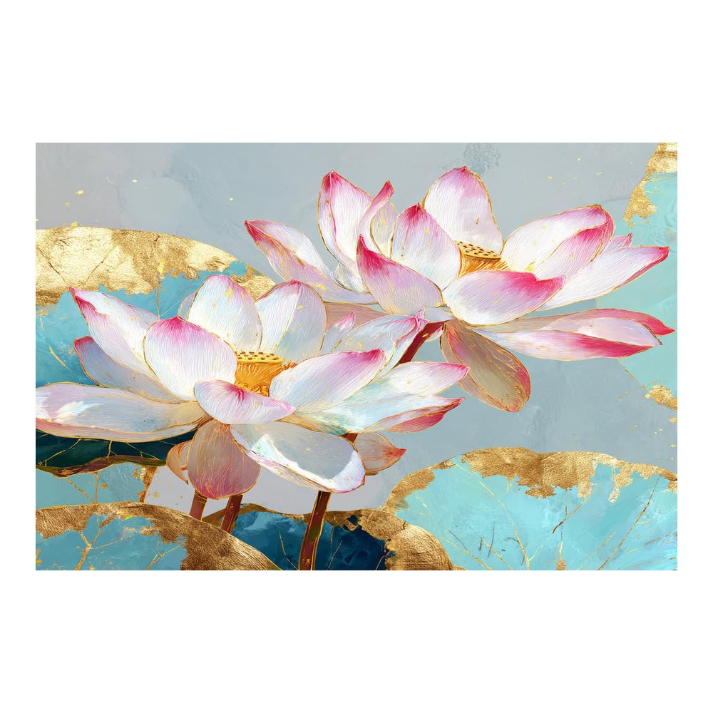 Teruea Pink Romantic Blossom Paintings Plant Pictures Canvas Prints Simple Gilded Blush Mixed Bloom Floral Botanical Motif Romantic Blossom Paintings Plant Pictures Canvas Prints(Pink)-60X90cm1 Unframed