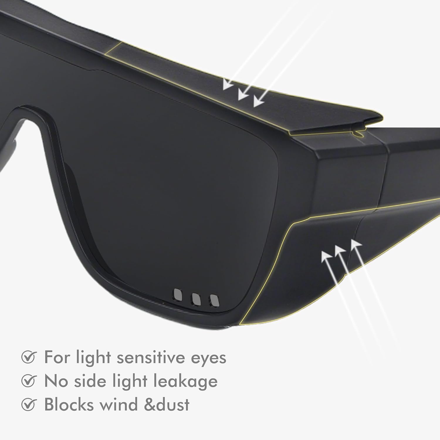Fit Over Glasses Sunglasses with Side Shields, Polarized Windproof Sports Goggles UV400