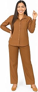 بدلة حريمي كاجول خروج للنساء، سوت (قميص بأكمام طويلة + بنطلون واسع) للخروجات والجامعة وجميع المناسبات