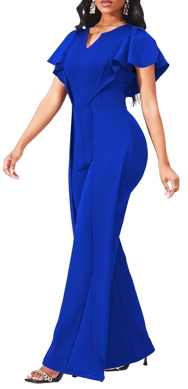 sexycherry Blue Jumpsuit for Women Dressy Sexy Elegant V Neck Club Outfits by sexycherry - Used condition - Image 4