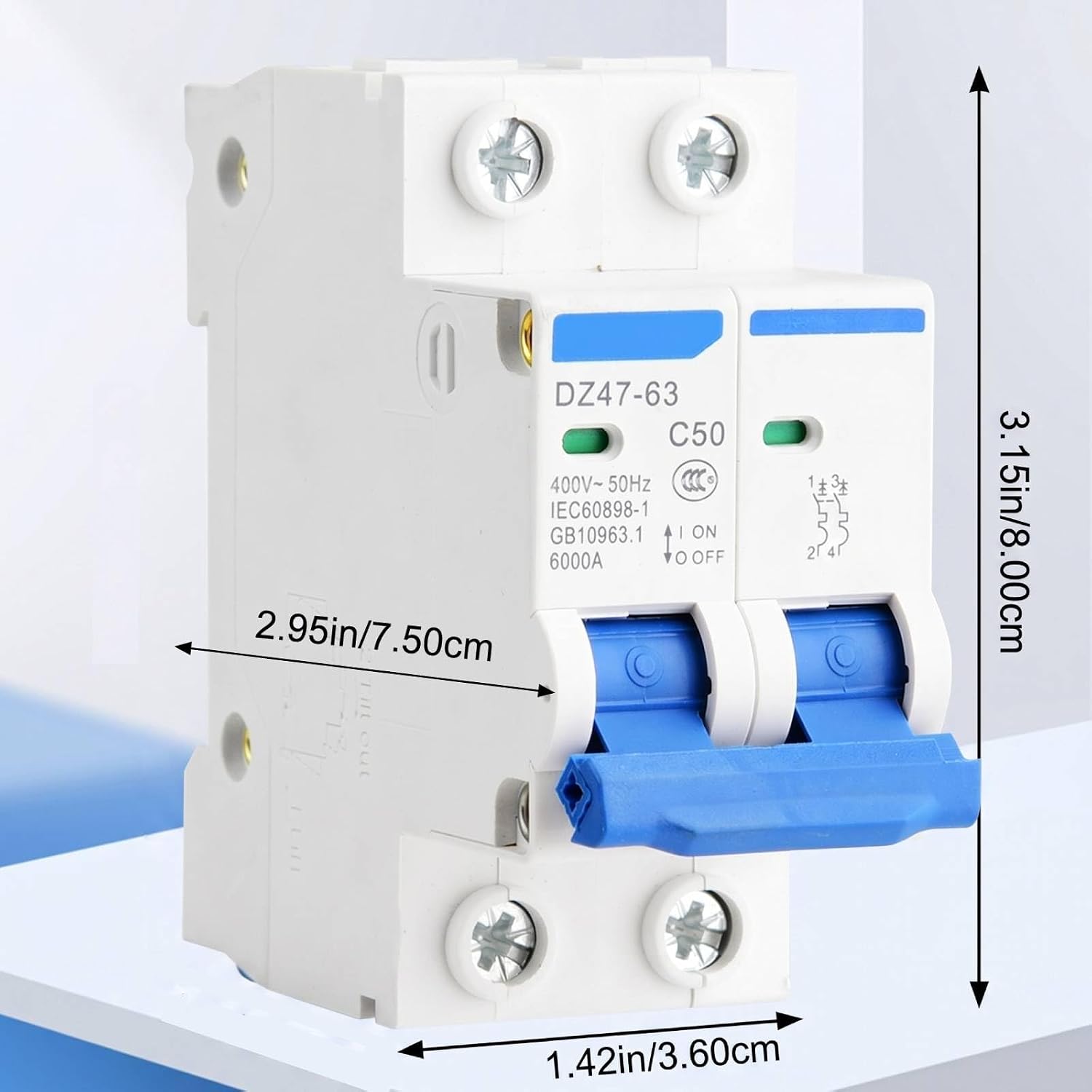 DZ47-63 2P 400V AC Miniature Circuit Breaker Leakage Air Switch (50A)