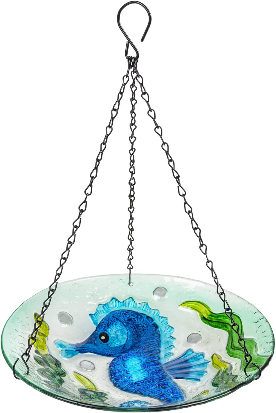 dreamysoul Hanging Bird Bath for Outdoor 10.6" Glass Bird