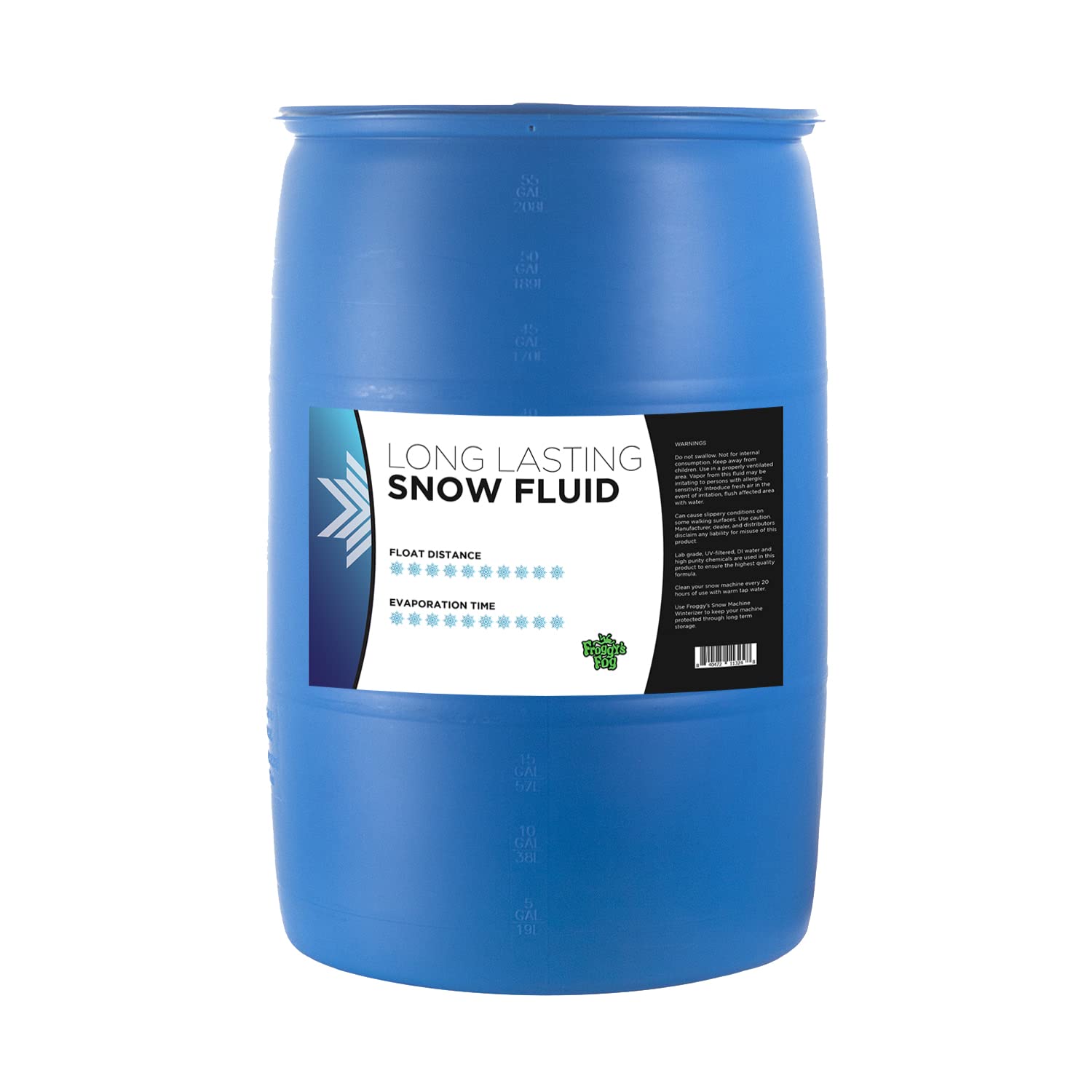 Froggys Flakes - 55 Gallon Drum - Snow Machine Juice Fluid - Dry Formula (50-75 Feet Float/Drop)