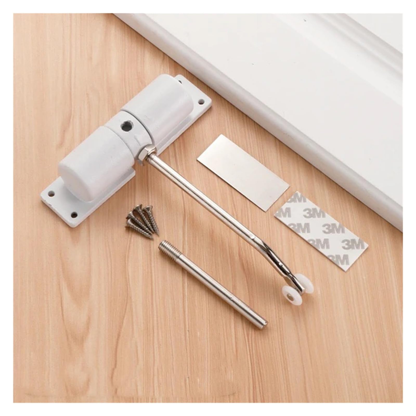 Cierrapuertas automático, resorte ajustable resistente para puertas interiores y exteriores, solución de cierre seguro y silencioso, acabado negro