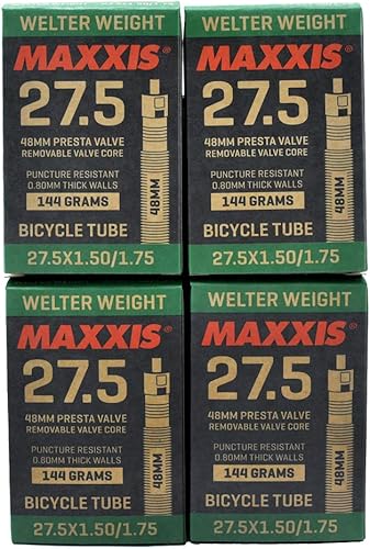 Maxxis Welter - Tubo interior para bicicleta Presta FV, peso 27.5 x 1.50-1.75 pulgadas, 1.890 in, paquete de 4, STB2179-4