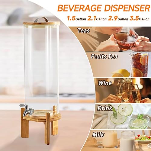 Miniatura 4 de Dispensador de bebidas, dispensador de bebidas de vidrio de 3.5 galones con soporte, dispensador de agua de vidrio con espiga, dispensadores de