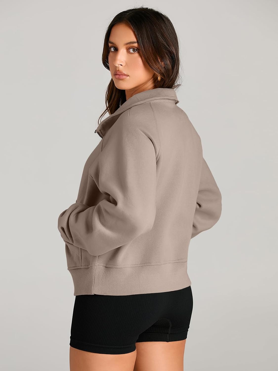 AUTOMET Women's Half Zip Fleece Pullover - Cropped Y2K Style Fall Fashion Top — view 5