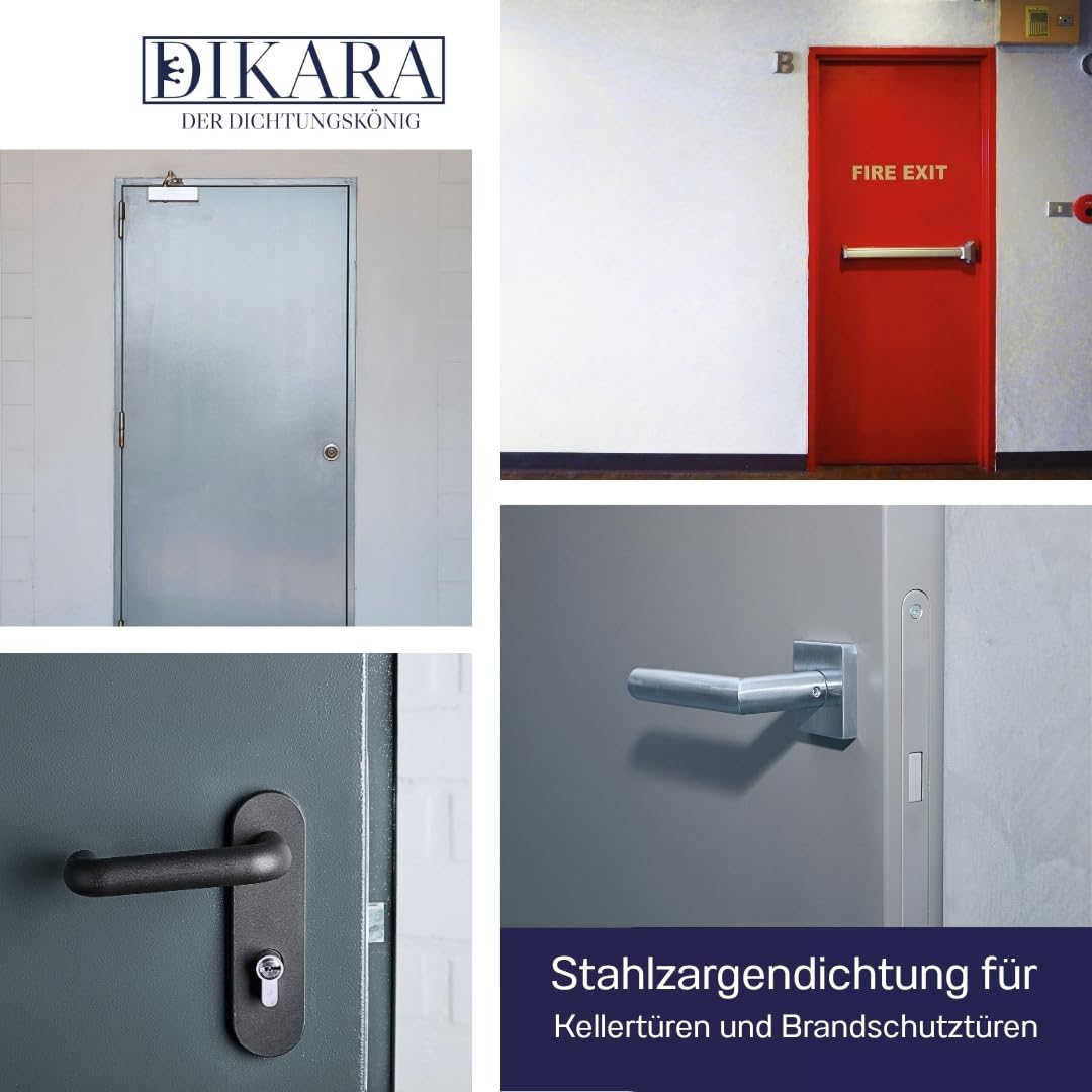 Stahlzargendichtung Grau 10m - gegen Zugluft Lärm & Staub spart Heizkosten Dichtung Dichtungshöhe 8mm Dichtungsbreite 23,5mm Falz Türdichtung (Grau 10m)