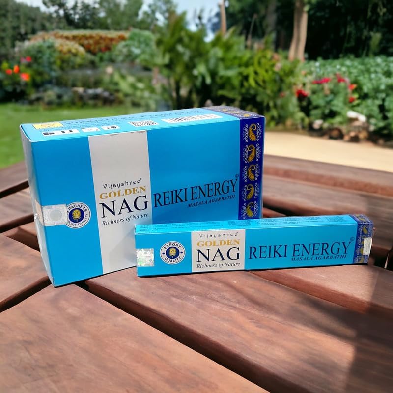 Golden Nag Reiki Energy Masala Incense Joss Stick Natural Handmade Agarbatti Rolled Moulded Bamboo Stick 12 Pack 15 gm