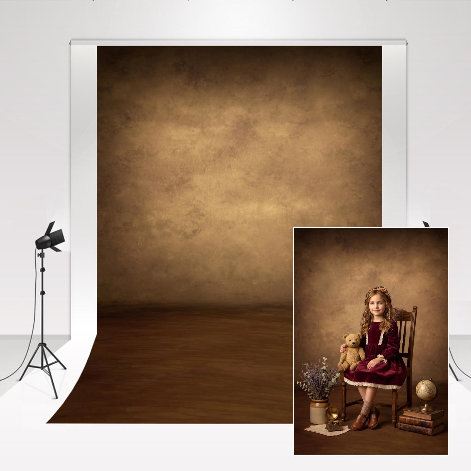 Kate Background Smoky Brown Photo Studio Backdrop 2 * 3m/6.5 * 10ft Textured Microfiber Ritratto Fotografia Backdrop Watery Ripple Brown Floor Photo Backdrop per la riunione di famiglia Newborn