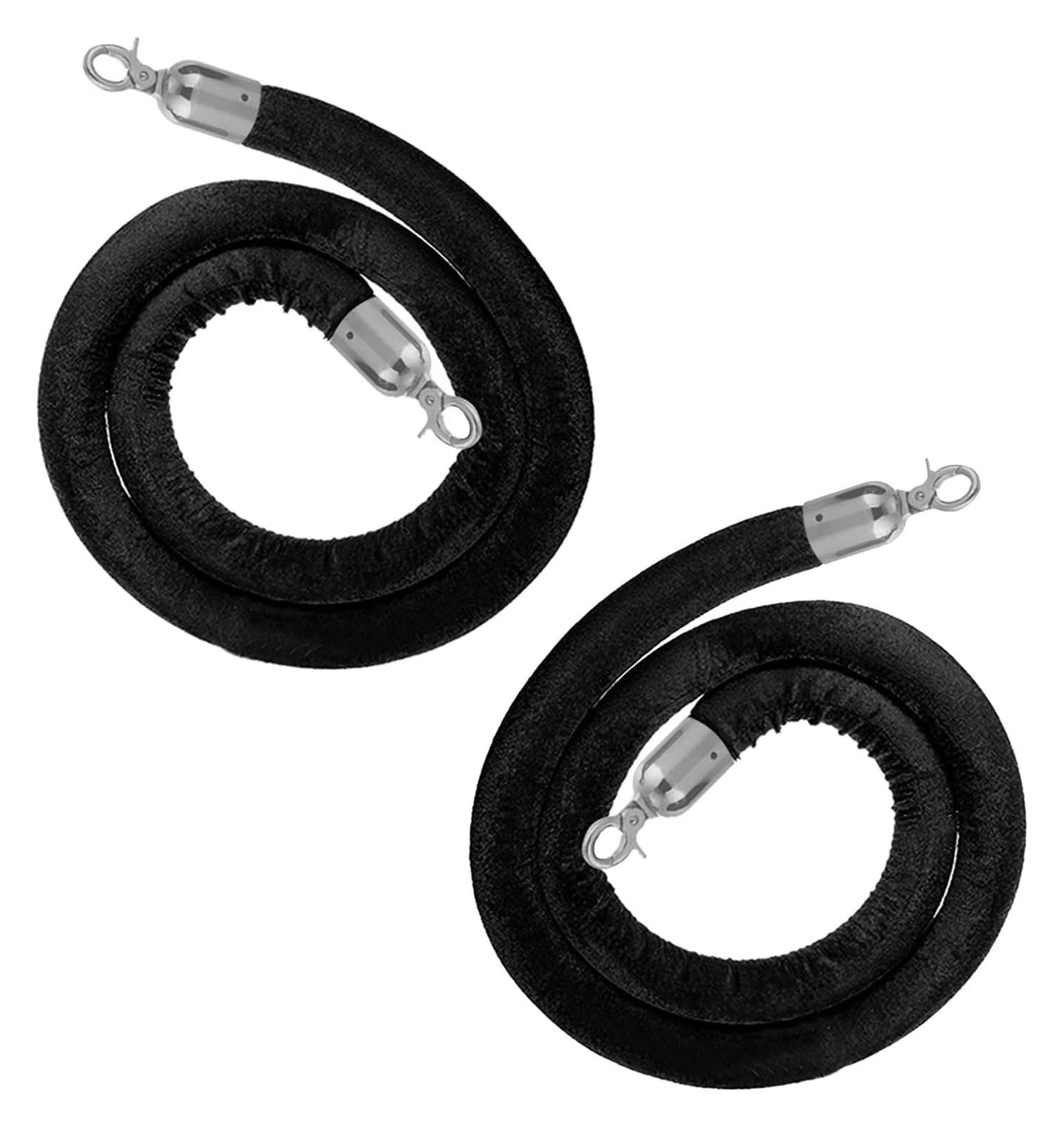 ZBBGTJK Heavy Duty Black Velvet Stanchion Rope 2 Pack 250cm/98in Queue Ber for Hotel Theater Events - Crowd Control Elegant Design