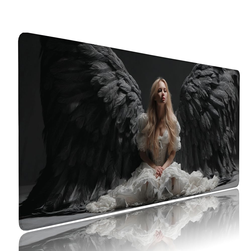 Alfombrilla de Mouse para Juegos, Nero, XXL, Antideslizante, Impermeable, Diseño de Angelo, Extendido, Grande, 1200x600x3mm, para PC, Laptop, Ufficio, Famiglia d-471