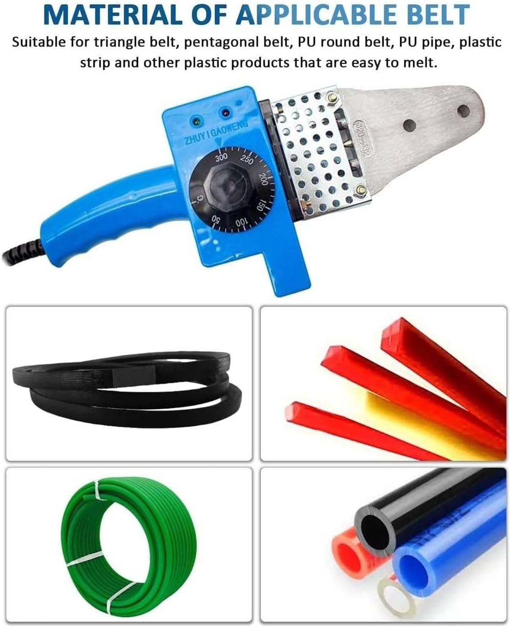 Welding Machine for Round Belts - PU Belt Welder with Scissor, Soldering Iron & Hot Melt Clamp, Impact Resistant, Adjustable Temperature up to 300℃