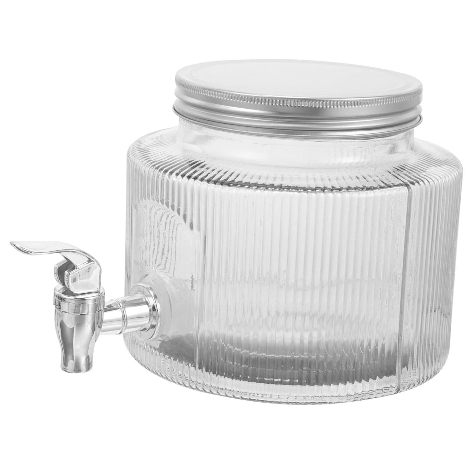 TOYANDONA Dispensador de Bebidas Capacidad 2,8l de Vidrio Blanco con Grifo y Tapa Sellada Diseño Único y Sofisticado para Uso en Fiestas y Hogar