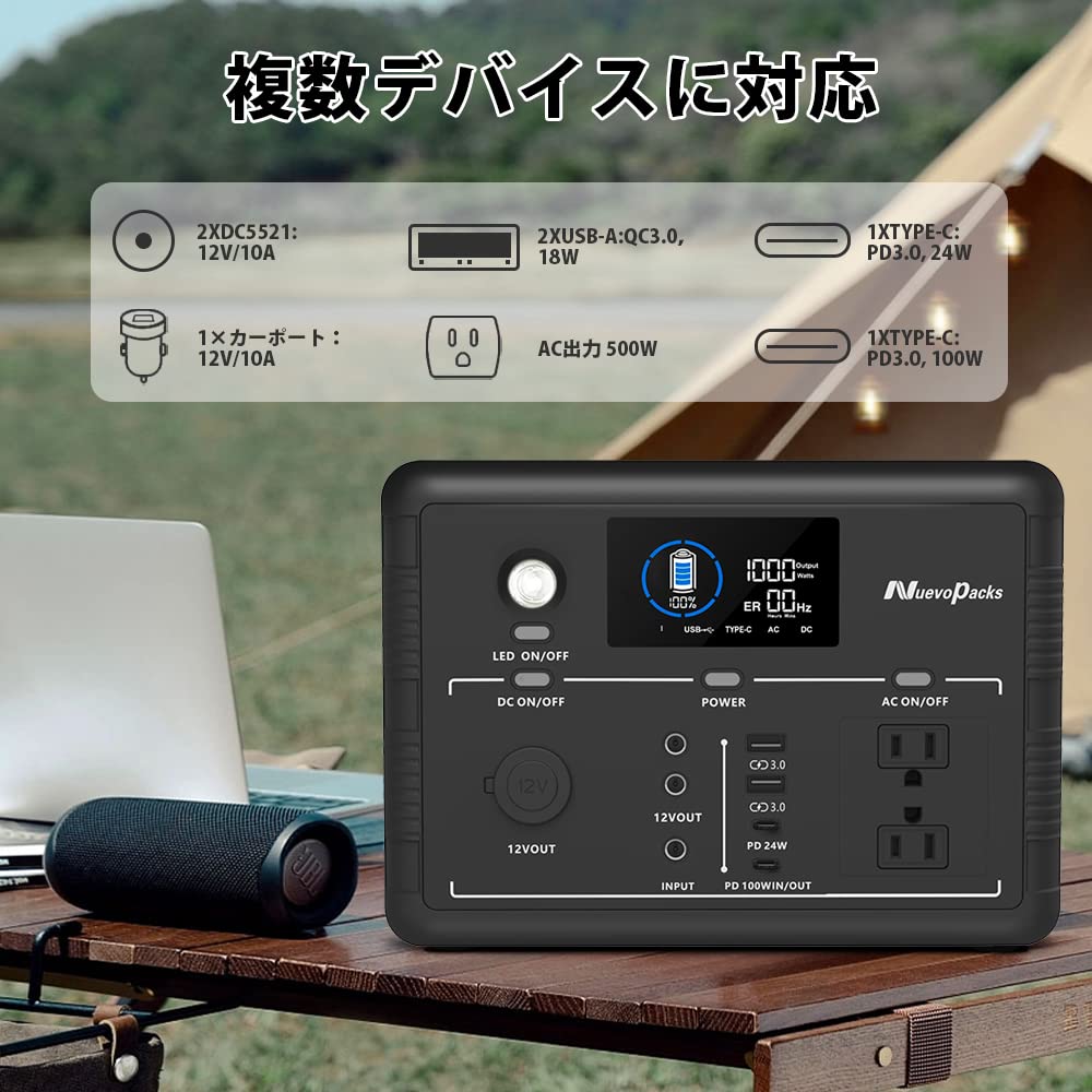 中古並品 Nuevopacks ポータブル電源 500W 約7ヶ月前に購入したものです。