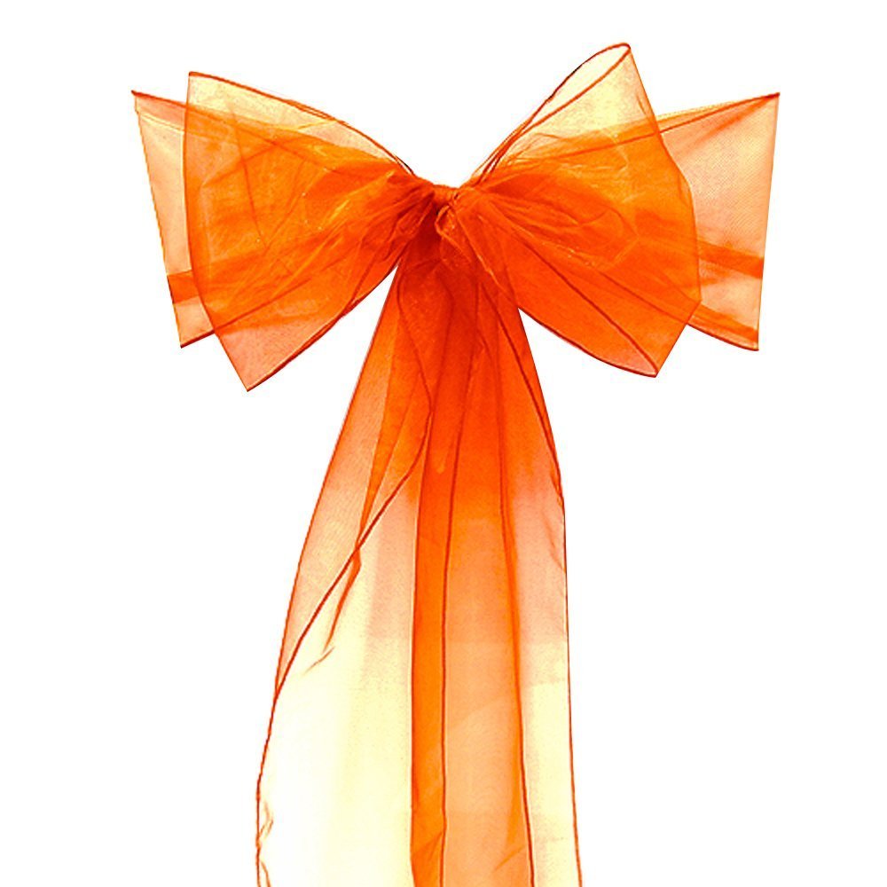 Wedding_decorations Orange Organza Chair Sashes Wider Fuller Cover Party Decoration (, 50Pcs)