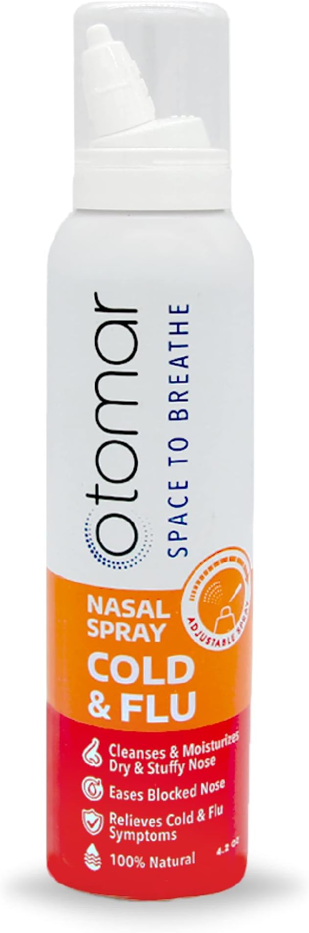 Adults Cold & Flu Saline Nasal Spray, Sinus Rinse Nasal Wash For Blocked Nose & Congestion Relief, Drug Free Sterile Saline Solution,Nose Moisturizer for Dry Nose, 125ml
