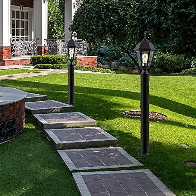 Outdoor Post Light Pole Lantern Lighting Lamp Post Light Fixture 8 Inch Black