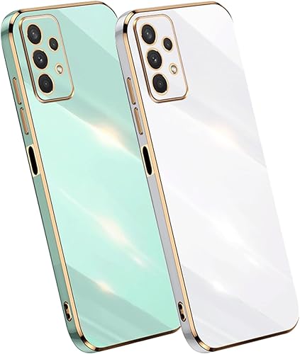 Miniatura 4 de Paquete de 2 fundas de teléfono para Samsung Galaxy A32 4G, carcasa galvanizada de silicona TPU para Samsung Galaxy A32 4G para hombres y mujeres, a