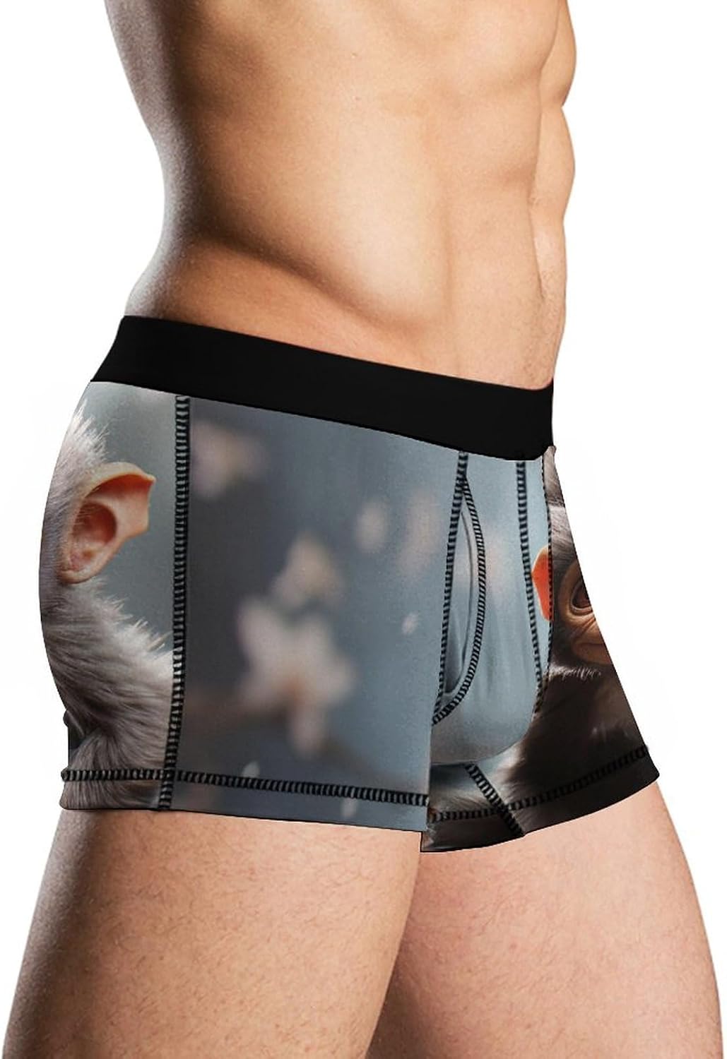 Cute Monkey Mens Boxer Briefs Short Breathable Underwear Trunks Soft Moisture-Wicking Boxer Shorts Novelty Underpants