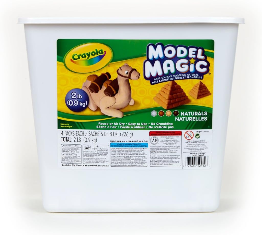 Model Magic Naturals, 4 Packs (8oz ea), Bulk Modeling Clay Alternative, Craft Supplies for Classrooms, 2 lb. Bucket