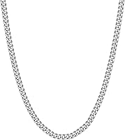 Reoxvo Men's Cuban Link Chain Necklace Stainless Steel 5mm Non-Tarnish 18-30 Inch - Durable Gifts for Men