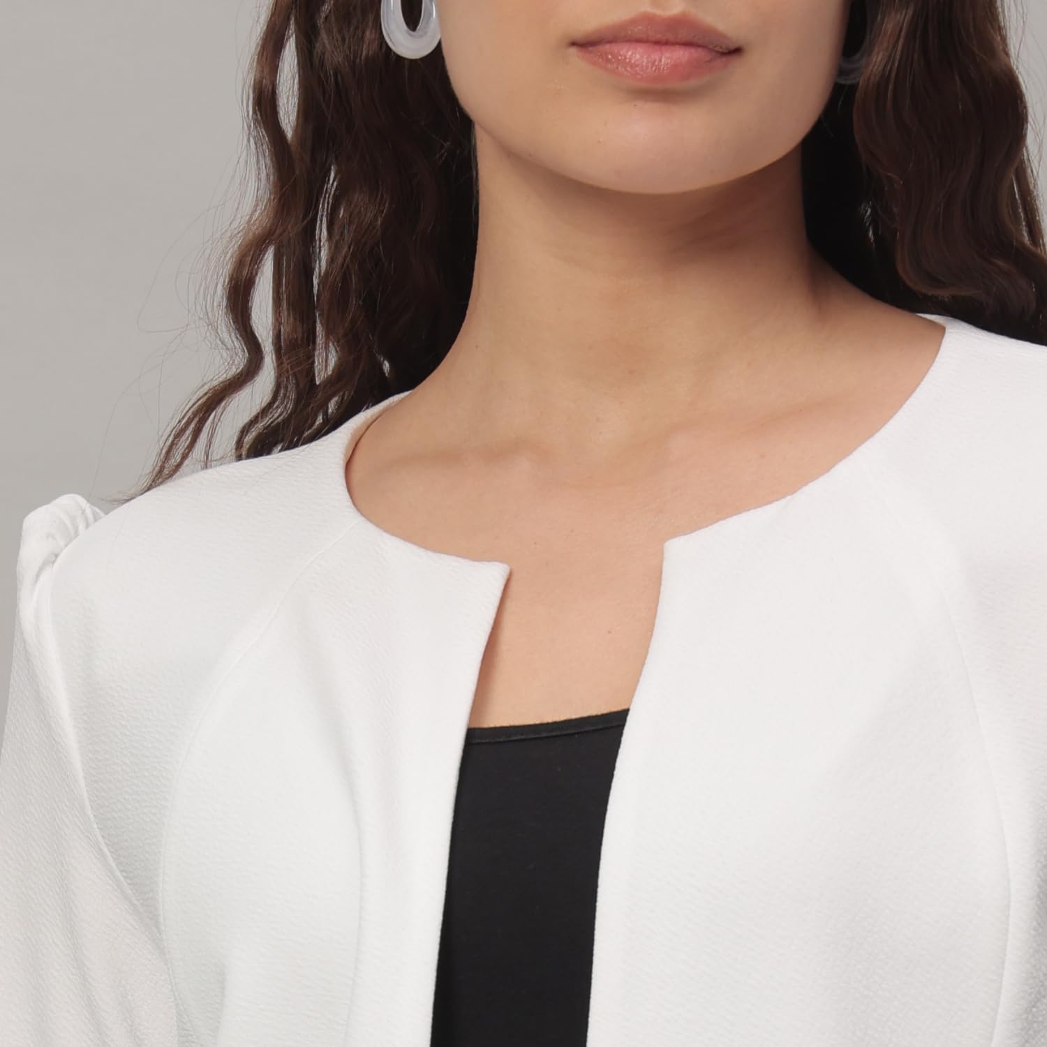Glito AsymmetricNeck Women's Cotton 3/4th Sleeves Fashionable Shrug, Summer Shrug for Ladies(White,XL) - Image 4 thumbnail