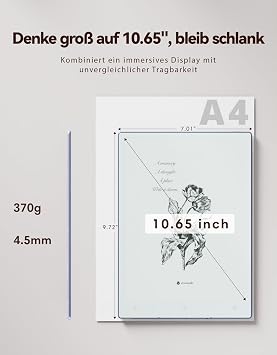 حزمة VIWOODS المطورة مع قلم AiPaper Stylus Pro و5 أطراف Carta 1300 AI E Ink Tablet 10.65 بوصة 300PPI كمبيوتر محمول إلكتروني مع قلم رفيع للغاية 4.5 مم خفيف الوزن 370 جم 128 جيجابايت
