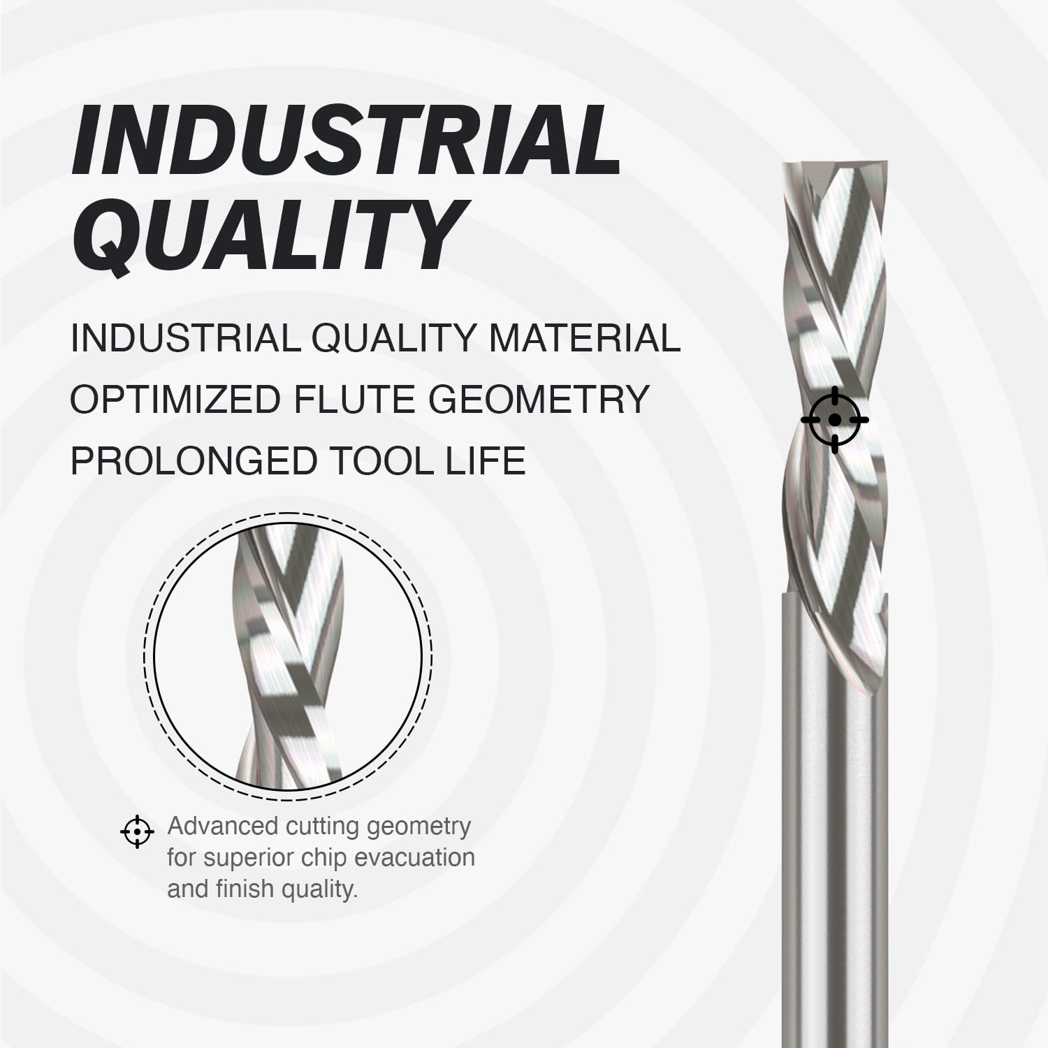 Zahyox Up Down Compression Spiral CNC Bit, Solid Carbide Straight Router Bit, 1/4'' Cutting Dia, 1/4'' Shank, 1'' Cutting Length, 2-1/2'' Overall Length, CNC Router Bits, CNC End Mill