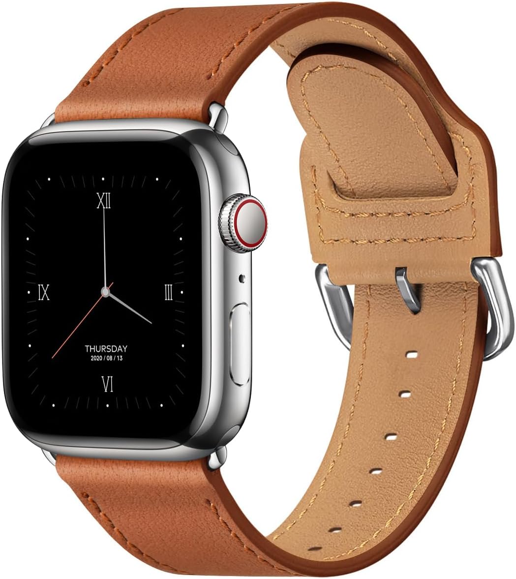 Thin Genuine Leather Bands Compatible with Apple Watch for Women Men