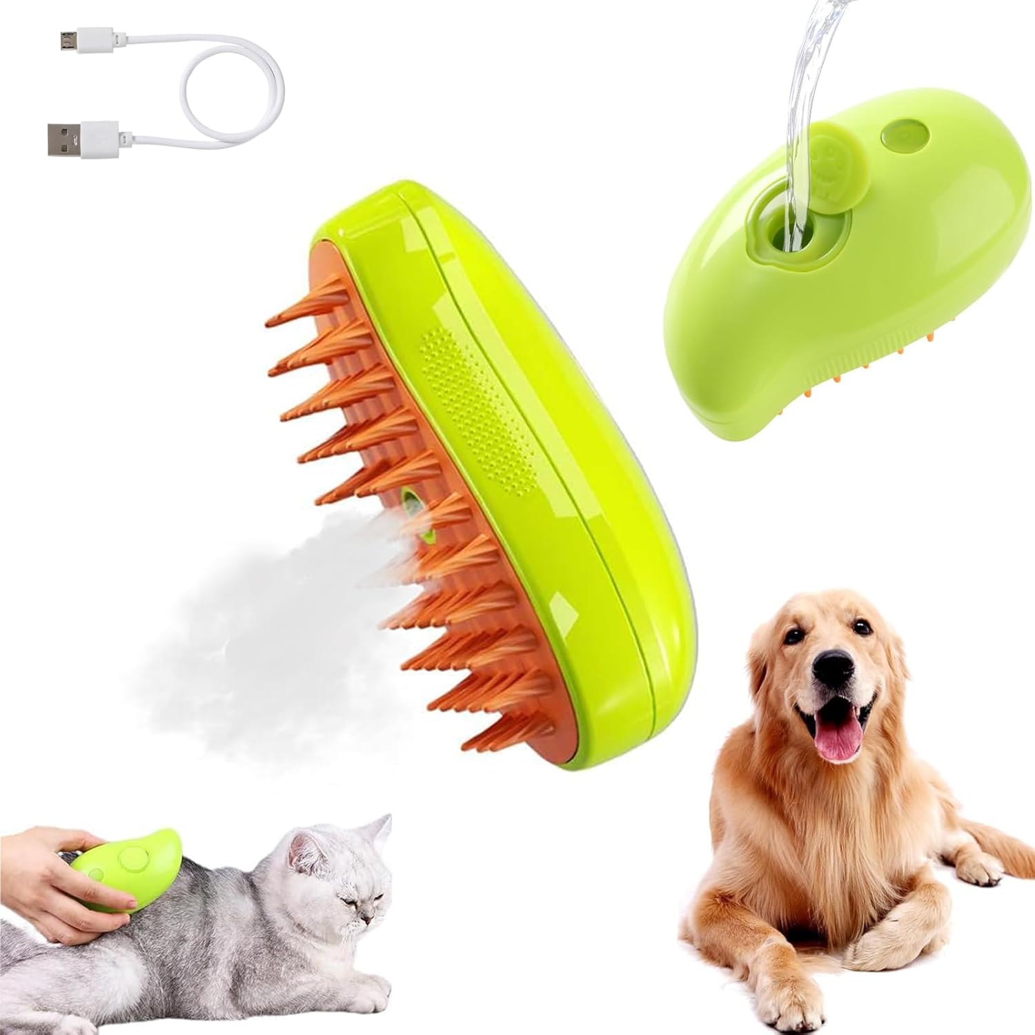 HOMELEX Steamy Cat Brush,Electric Cat Steam Brush,Self Cleaning Cat