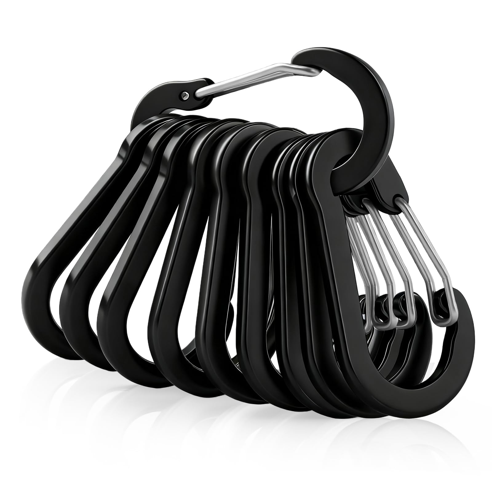 flintronic 10 Pezzi Moschettone Portachiavi, Piccoli Moschettone Piccolo Alluminio, Moschettoni a Sgancio Rapido, Portatile Moschettoni Multipli, per Zaino Cani al Guinzaglio Campeggio Pesca Viaggi