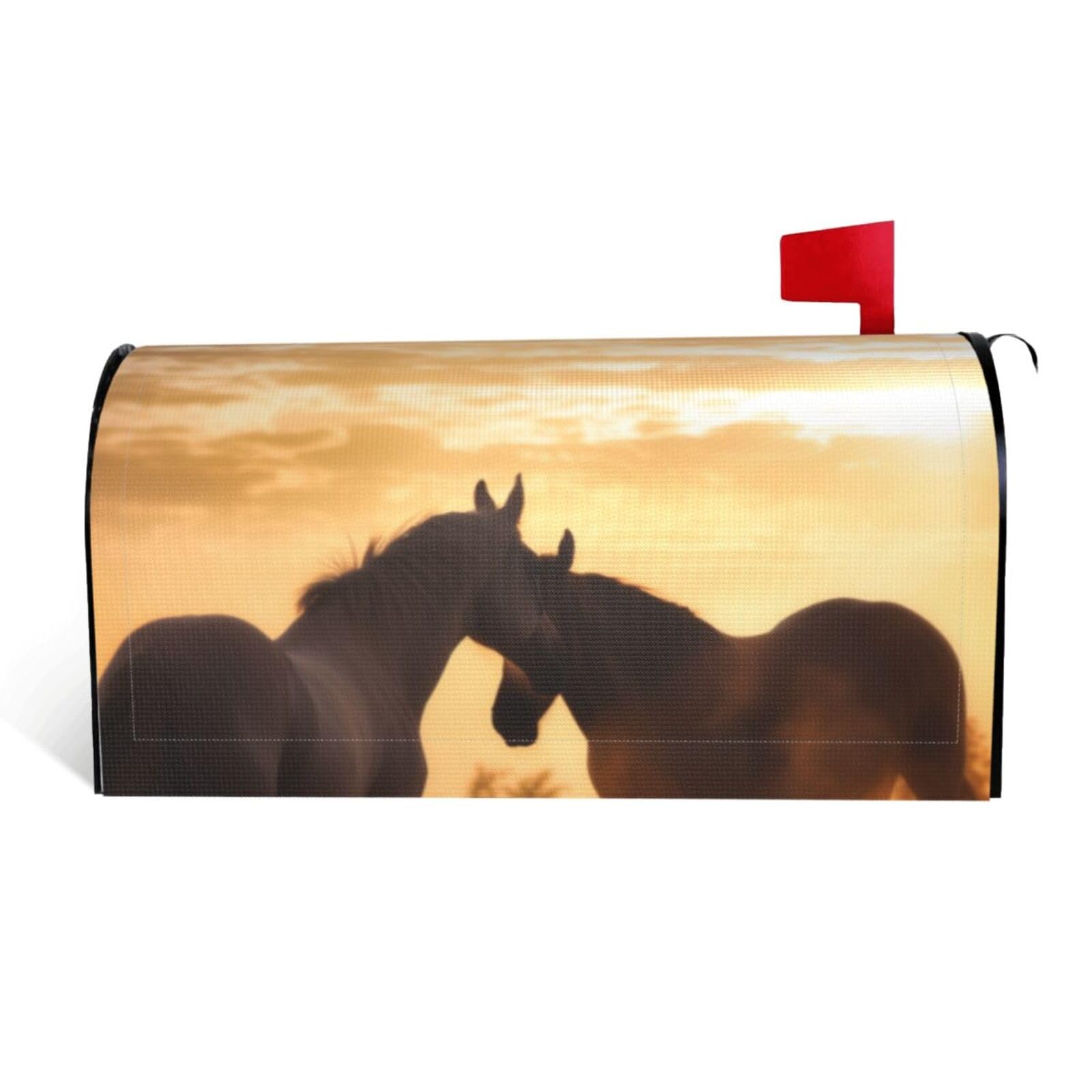 Horses in Love Mailbox Covers Magnetic Standard Size 21x18 in, Decorative Post Letter Box Cover Waterproof Mailbox Wraps Outdoor Post Wraps for Garden Yard Home Decor