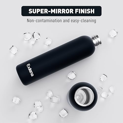 Miniatura 4 de Botellas de agua negras aisladas de 24 onzas con clip, botella de bebidas al vacío de doble pared mantiene las bebidas frías 24 horascalientes 12