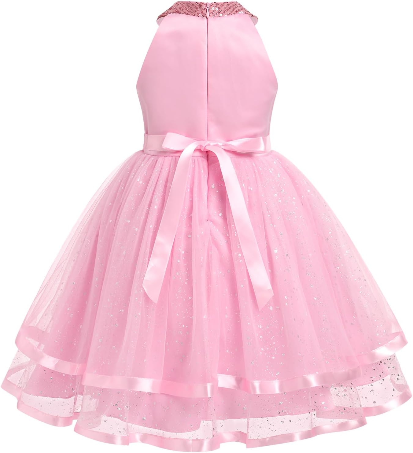 Flower Girl Wedding Guest Formal Holiday Dress Halter Sparkly Sequins Birthday Pageant Evening Prom Birthday Outfits - Image 2