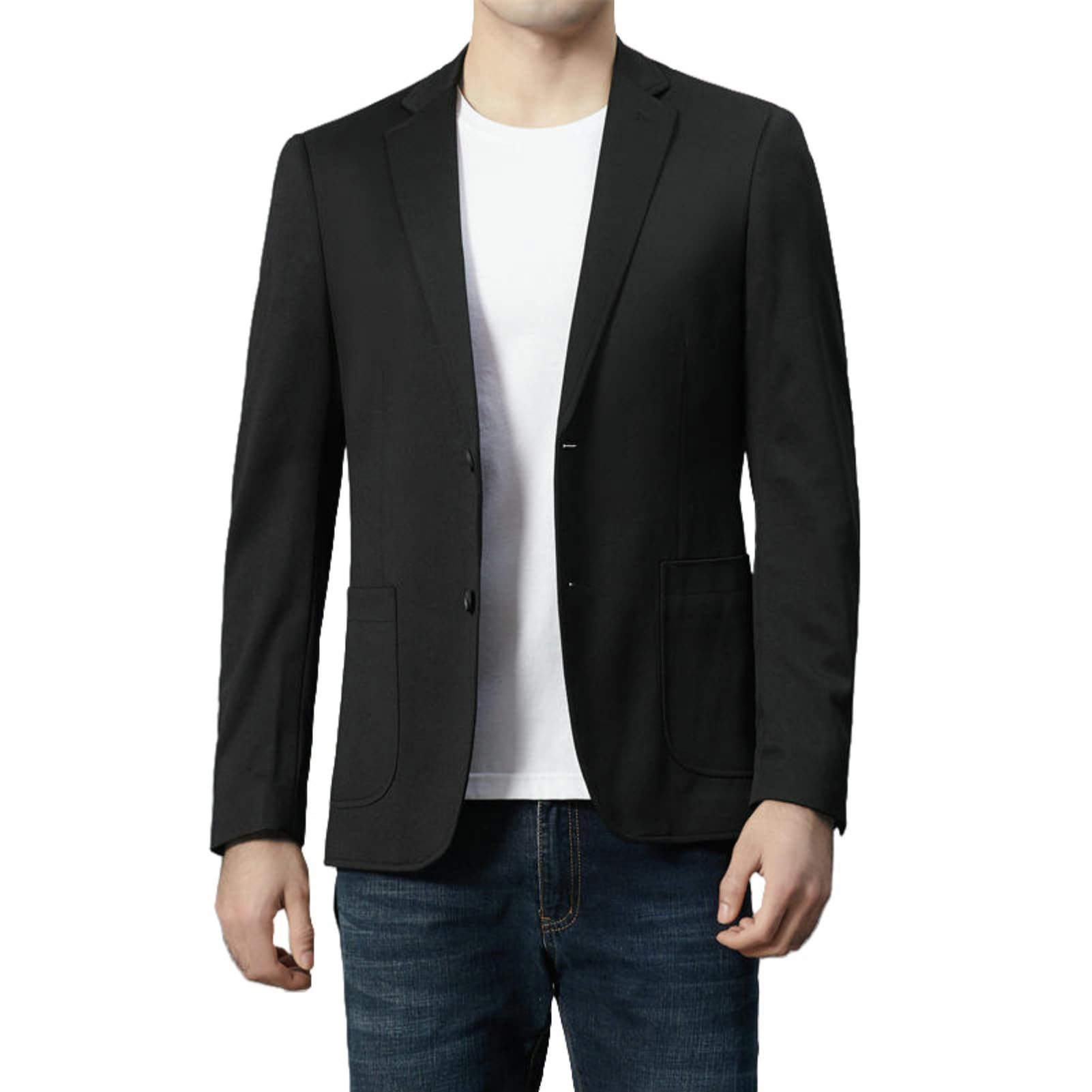 Blazer décontracté noir homme coupe ajustée anti-pli confort stretch