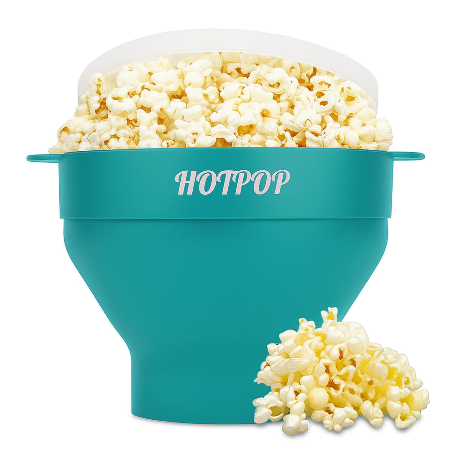 The Original Hotpop Microwave Popcorn Bowl Popper, Silicone Popcorn Maker, Collapsible Bowl and Dishwasher Safe- 20 Colors Available (Cyan)