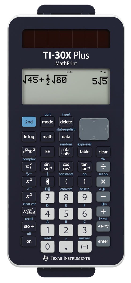 Texas Instruments TI-30X Plus MathPrint Taschenrechner – wissenschaftlicher Schulrechner Sek I & II, Abitur/IQB zugelassen, inkl. Schutztasche, Lernbuch & Geometrie-Set (Schwarz)