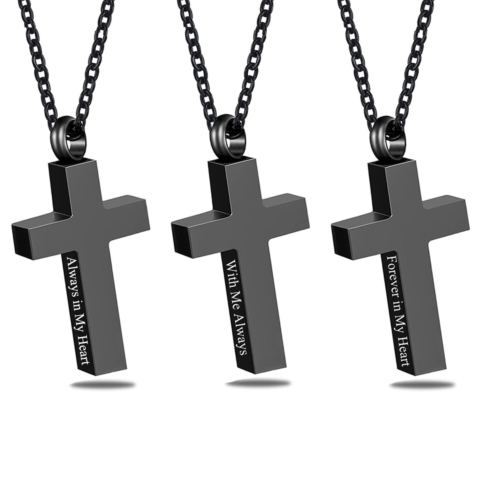 RIPFEVURN Cremation Jewelry Black Cross Urn Necklaces for Ashes for Women Men Human Ashes with Me Always Memorial Keepsake Pendant