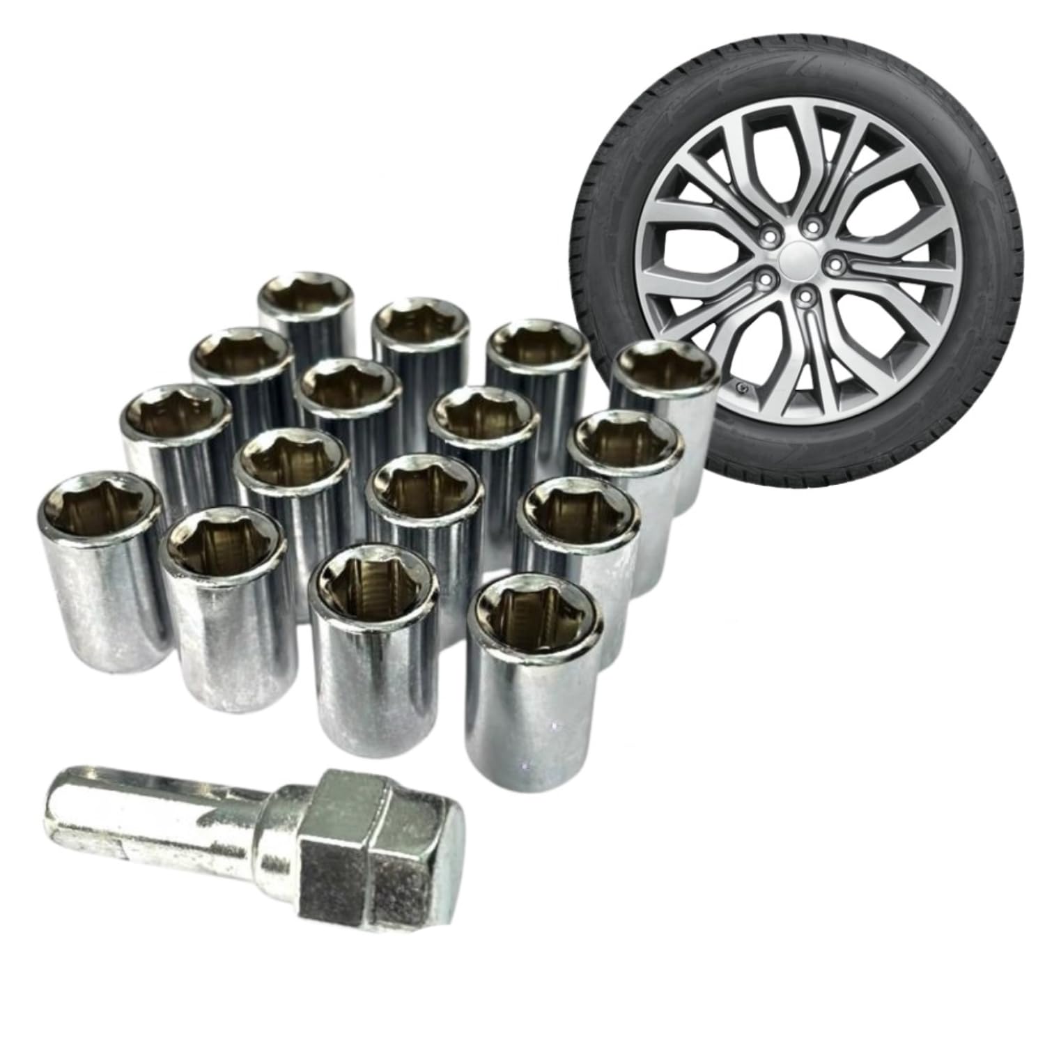 Kylo Chrome Plated Anti-Rust Alloy Wheel Kit/Nut Compatible with Alto, WagonR, Ciaz, Brezza, Swift, Dzire, Scross, Baleno, Ertiga, Chrome M12x1.25 Mag Lug Nut Dual Hex Key Included (Pack of 16)-image-27