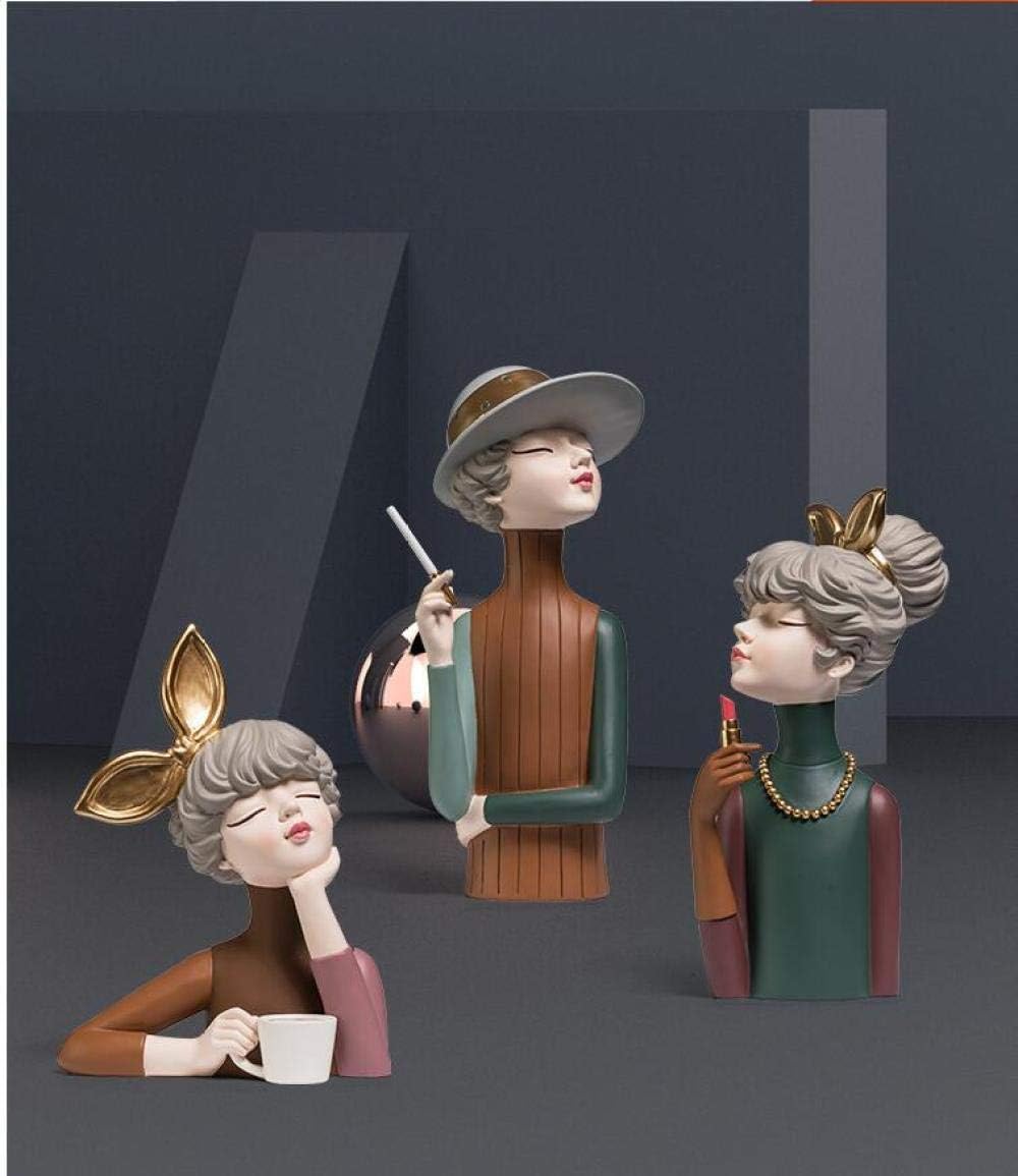 Sculpture Appreciation Bust Resin Girl Statues Accessories Furnishing Crafts Decoration Table Figurines