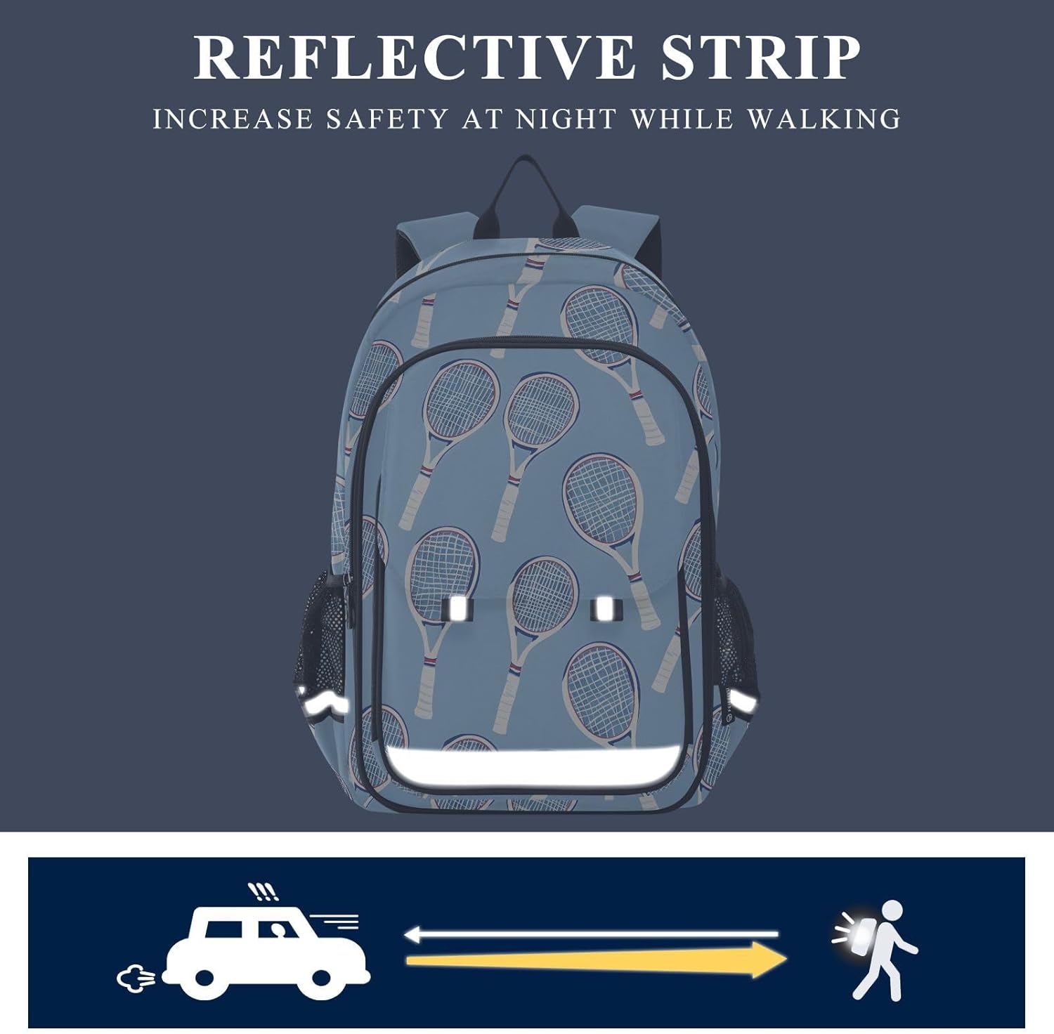 ALAZA Tennis Racket Blue Laptop Backpack Purse for Women Men School Bag 17 Inch Bookbag Student Boys Girls Travel Casual Daypack - Image 6